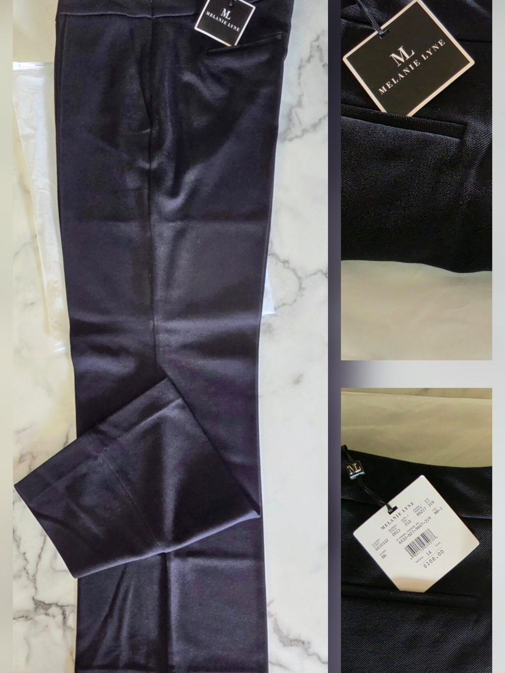NWT Melanie Lyne Women's Classy Black Ponte Trouser